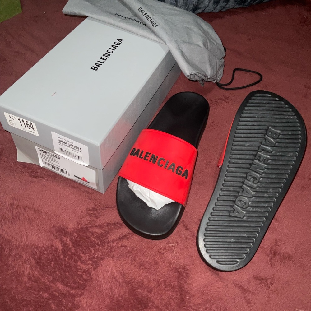Balenciaga red & black men’s slides size 11 brand new